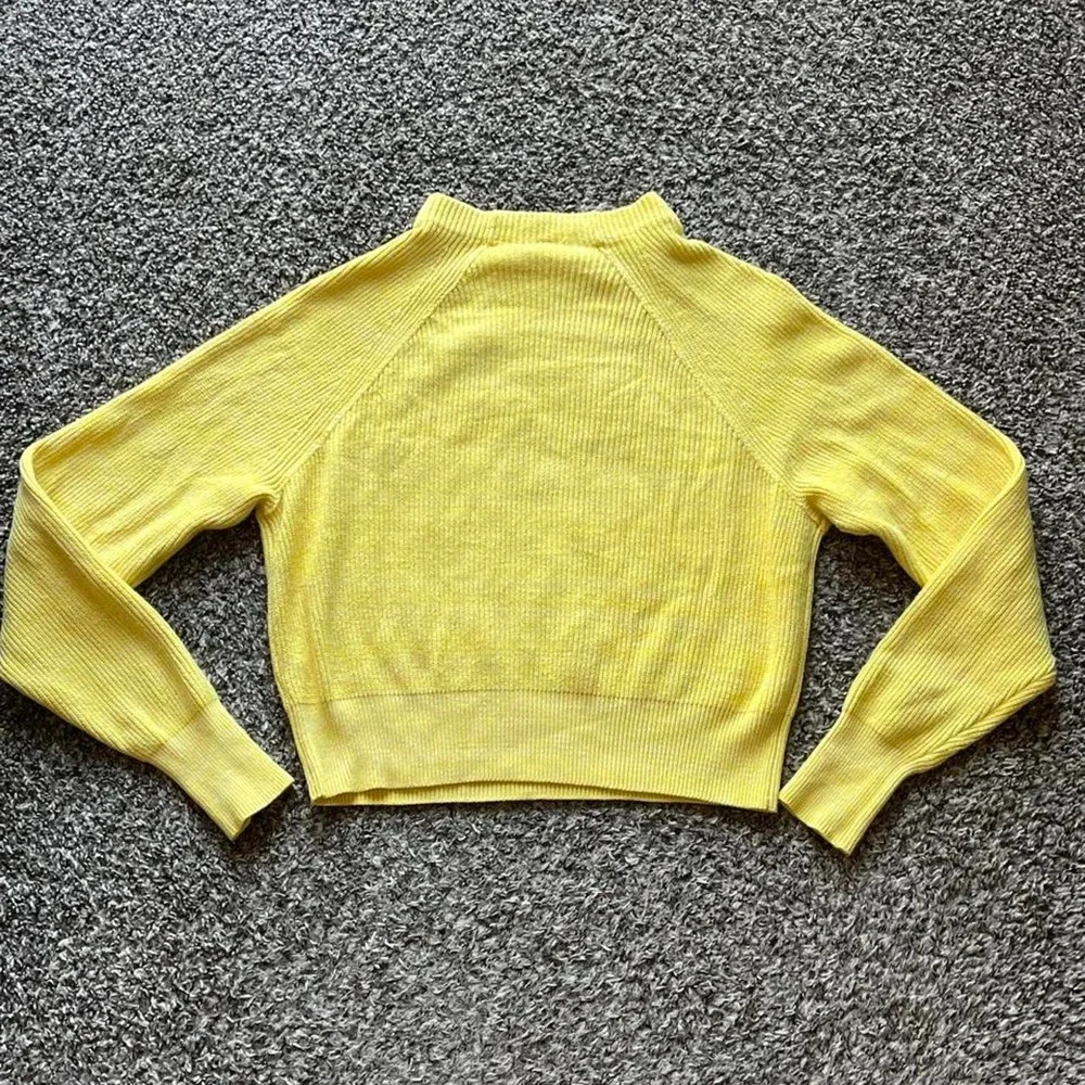 Free People Yellow Cropped Mock Neck Dolman Raglan Sleeve Sweater Womens Size S
